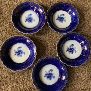 Antique W. H. Grindley Flow Blue Small Bowls (5)